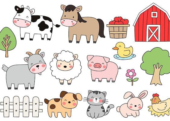animales de granja en dibujos